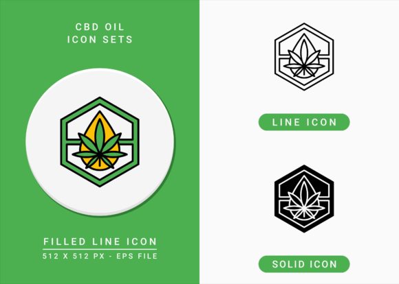 CBD Oil Icons Set: A Versatile Vector Graphic for Modern Design Projects