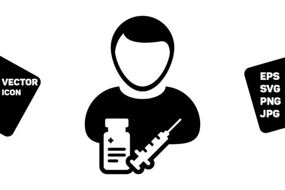 Patient Icon Vector with Vaccine Syringe: A Modern Design Asset for Medical and Editorial Content