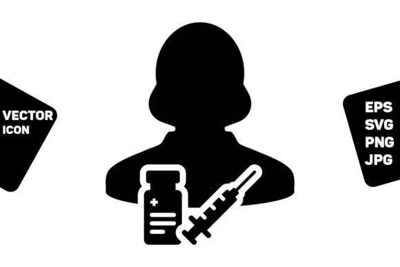 Vaccine Icon Vector with Syringe Female: A Practical Graphic Design Asset for Handmade Creations